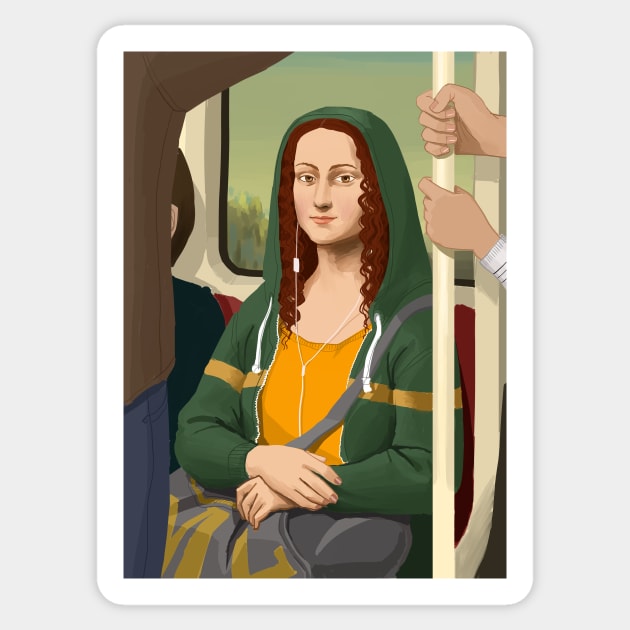 Mona Lisa Commute Sticker by Tanja Kosta